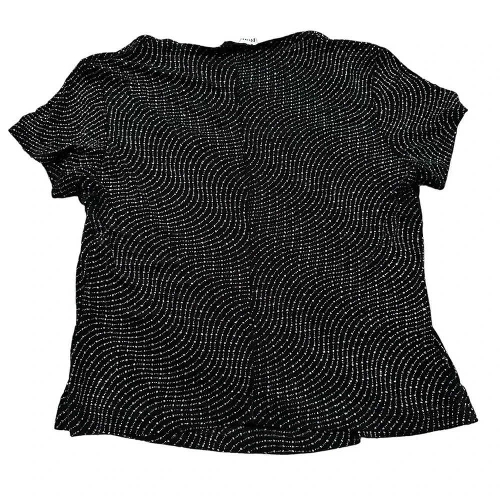 Vintage 90’s black and sliver glitter swirl blouse size large - Picture 2 of 6